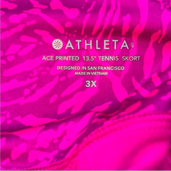 ATHLETA Ace Magenta Printed 13.5" Tennis Skort 3X NWT - Picture 6 of 11